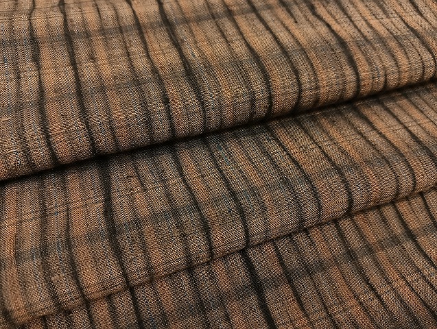 平和屋着物●上質な紬　格子柄　正絹　逸品　未使用　BAAT0794yc