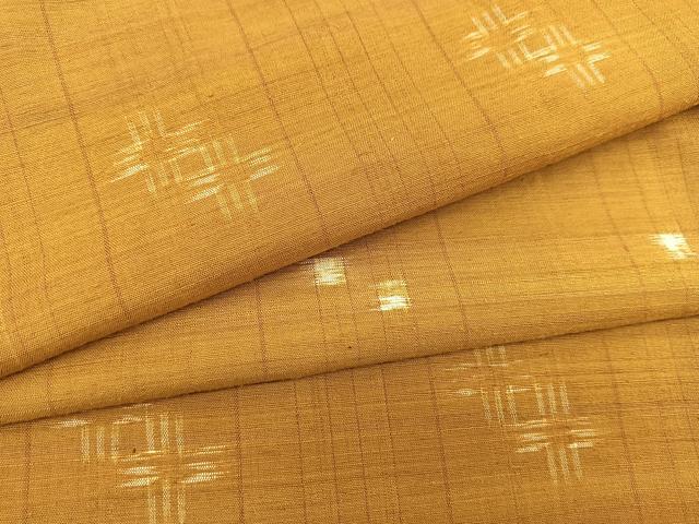 平和屋着物●上質な紬　絣文様　正絹　逸品　BAAT0798yc