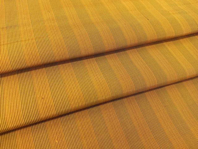 平和屋着物●本場黄八丈　平織　紬　縞　正絹　逸品　BAAT0842yc