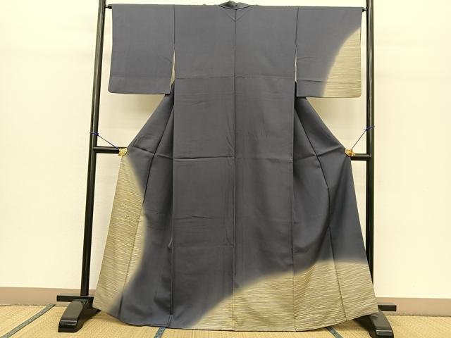 平和屋着物●石川県指定無形文化財　牛首紬　白山工房　手織り　訪問着　箔散らし　暈し染め　金糸　まるやま扱い　正絹　逸品　BAAT0858yc