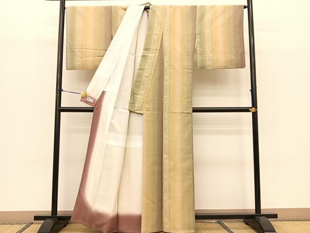 平和屋着物○結城紬 80亀甲 更紗草花間道 正絹 逸品 CAAU9981vf