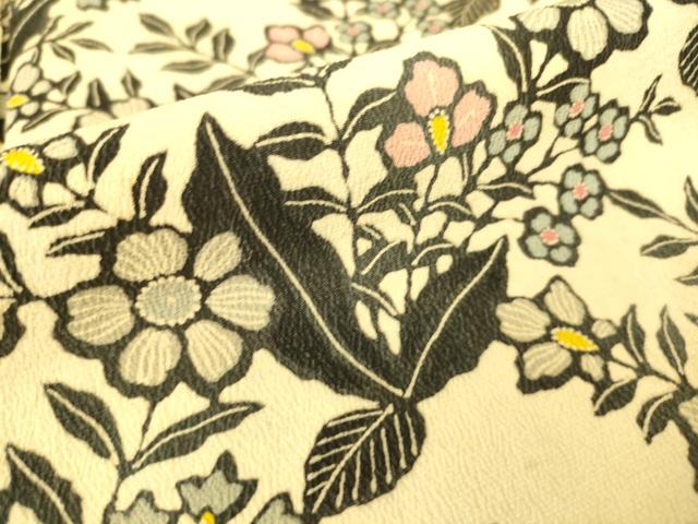 平和屋着物▽上質な小紋　単衣　草花文　正絹　逸品　DAAS0443az 平和屋着物▽上質な小紋 単衣 草花文 正絹 逸品 DAAS0443az