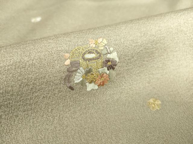 平和屋着物▽上質な小紋 単衣 総刺繍 月 兎 金銀糸 正絹