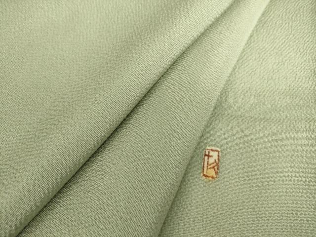 平和屋着物▽加賀友禅の巨匠　初代　由水十久監修　色無地　単衣　柳鼠色　鬼しぼ縮緬　正絹　逸品　DAAS0469az
