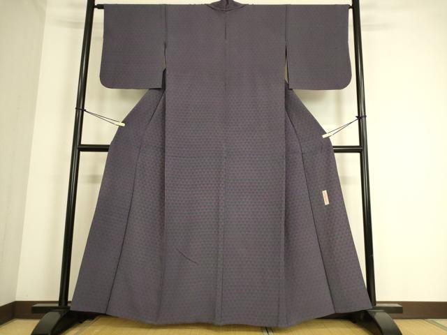 平和屋着物▽世界的人形師　辻村寿三郎　ジュサブロー　小紋　単衣　鱗文　正絹　逸品　DAAS0483az_1
