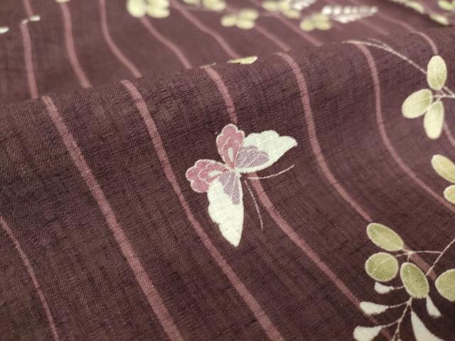 平和屋着物▽小紋 単衣 舞蝶枝葉文 洗える着物 DAAS0500az 小紋