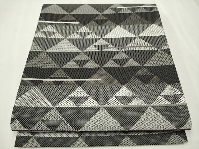 平和屋着物●全通柄袋帯　唐織　鱗文様　黒地　正絹　逸品　CAAT0864hy