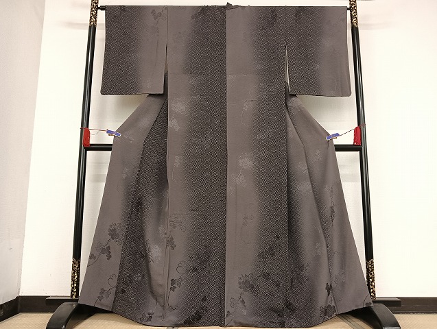 平和屋着物□上質な小紋 紗綾形地紋 暈し染め 正絹 逸品 未