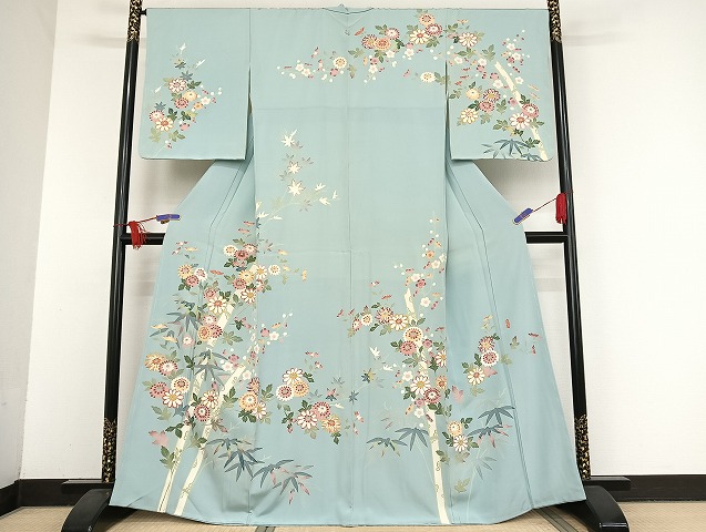 平和屋着物●本加賀友禅作家　押田正義　訪問着　草花文　正絹　逸品　AAAU4284np