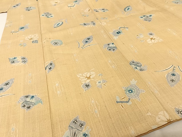 平和屋着物○上質な小紋 紬地 草花文 正絹 逸品 AAAU4330np