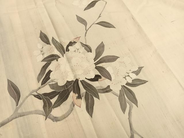 平和屋着物○訪問着 生紬地 友禅 枝花文 正絹 逸品 BAAT6637hv