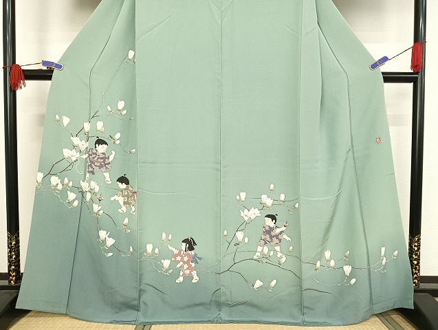 平和屋着物○訪問着 友禅 作家物 童子遊び 暈し染め 正絹 逸品