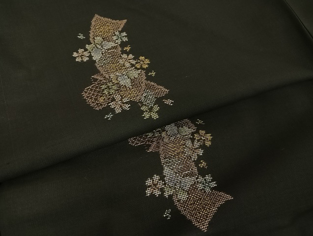 平和屋着物○本場大島紬 純泥染 9マルキ 地空 花結び紐