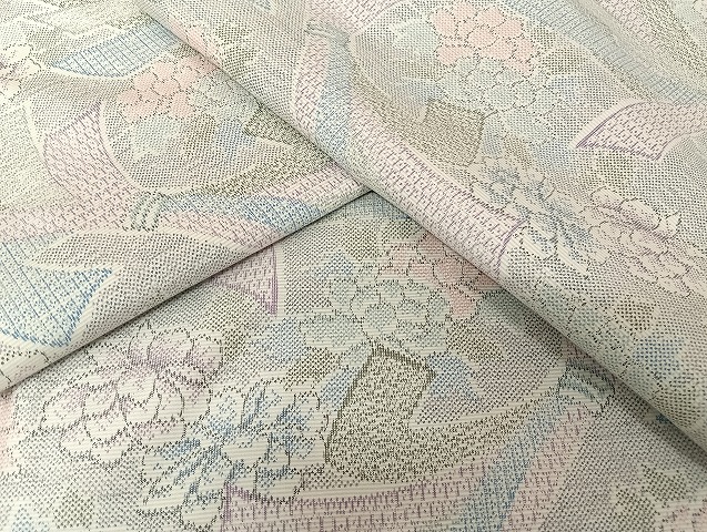 平和屋着物●上質な紬　花結び文　正絹　逸品　AAAU4371np