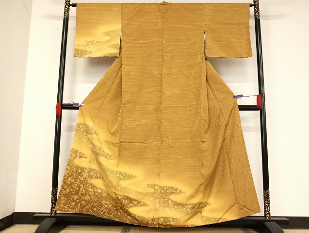 平和屋着物●訪問着　紬地　暈し染め　正絹　逸品　AAAU4374np