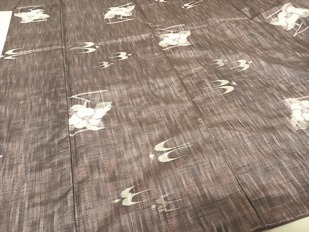 平和屋着物○上質な紬 琉球絣文様 草花 正絹 逸品 未使用 AAAU4385np