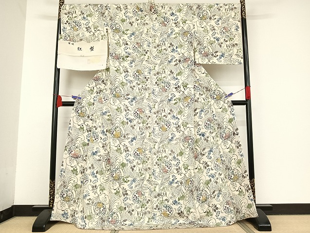 平和屋着物●上質な小紋　絞り　雪輪芝文　暈し染め　正絹　逸品　未使用　DAAV8780tw 平和屋着物○上質な小紋 絞り 雪輪芝文 暈し染め 正絹 逸品
