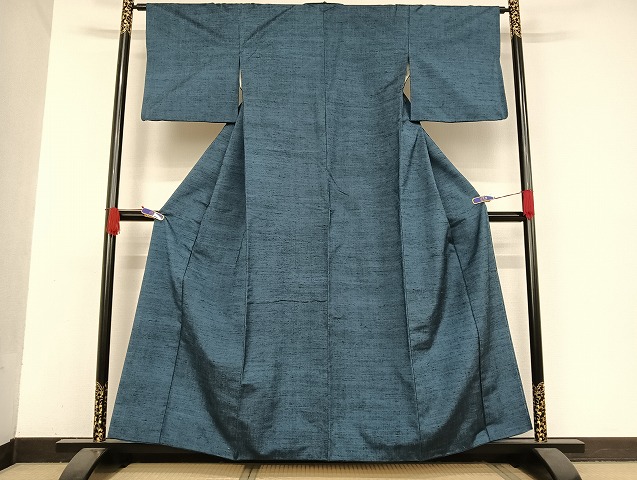 平和屋着物▽上質な紬 単衣 舞葉文 正絹 逸品 CAAW1550xi