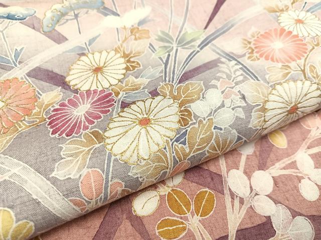 平和屋着物○訪問着 友禅 作家物 紬地 枝花文 暈し