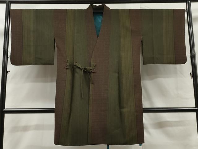 平和屋着物＃道中着　格子花間道　ロング丈　洗える着物　CAAR9120id