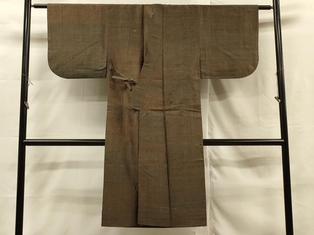 平和屋着物▽道中着　単衣　紬地　霞文　ロング丈　正絹　逸品　CAAR9141id