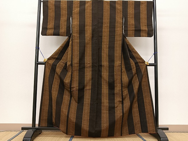 平和屋着物●上質な紬　間道　正絹　逸品　BAAT0887yc