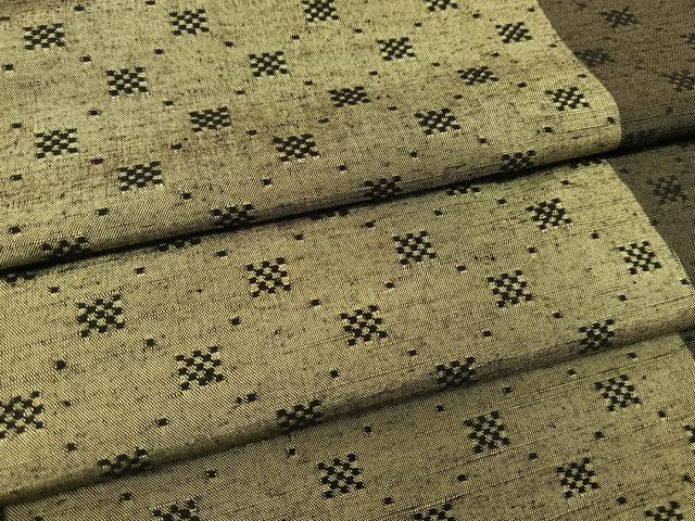 平和屋着物●上質な紬　花織　幾何学文様　正絹　逸品　BAAT0916yc