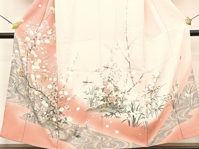 平和屋着物 訪問着 作家物 流水桜飛鳥文 暈し染め 正絹 逸品