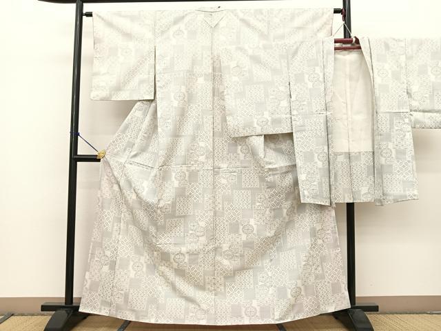 平和屋着物●本場大島紬　アンサンブル　白大島　色紙重ね吉祥文　正絹　逸品　BAAT0970yc
