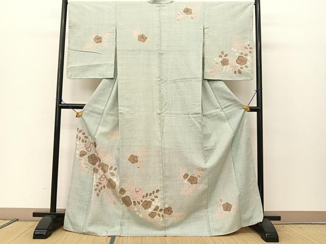 平和屋着物●訪問着　紬地　辻が花　絞り　正絹　逸品　未使用　BAAT0994yc