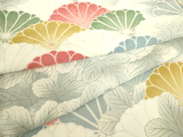 平和屋着物▽上質な小紋　単衣　菊尽くし　正絹　逸品　DAAS0584az