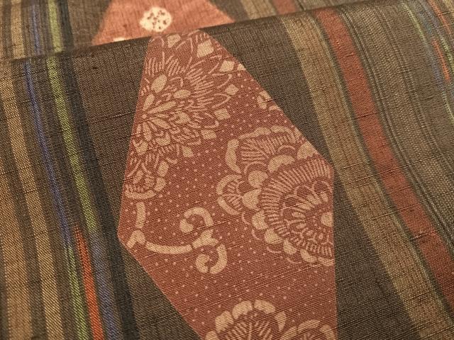 平和屋着物●伝統工芸士　七代目　吉澤与市　紬　絞り　間道　正絹　逸品　DAAS3454ps 平和屋着物○伝統工芸士 七代目 吉澤与市 紬 絞り 間道