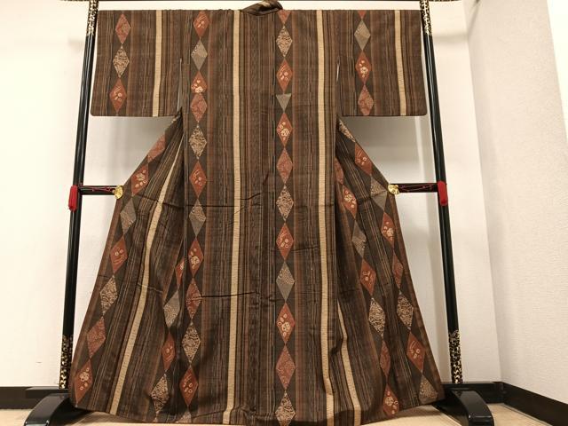 平和屋着物○伝統工芸士 七代目 吉澤与市 紬 変わり縞 正絹