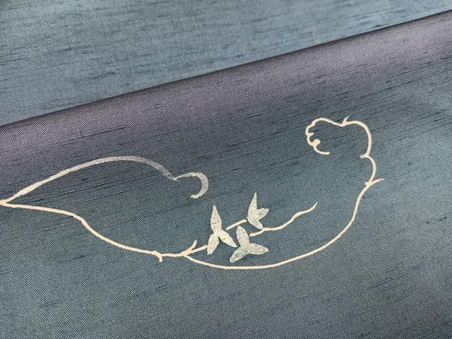 平和屋着物○訪問着 作家物 紬地 手描き ろうけつ染 枝花