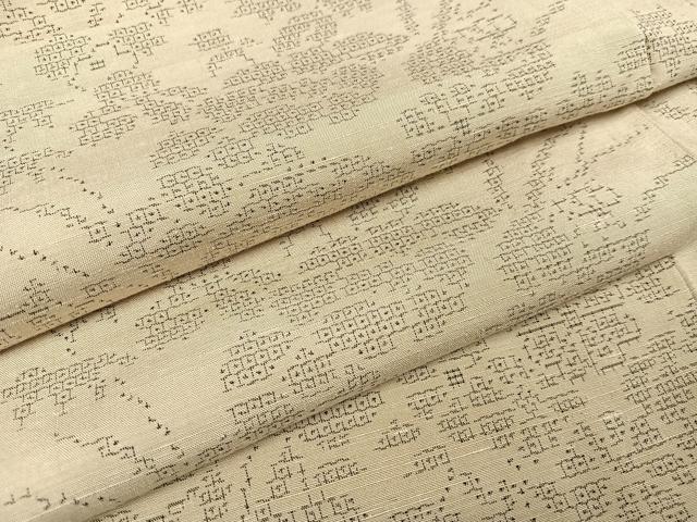 平和屋着物●結城紬　100亀甲　草花文　正絹　逸品　AAAW0001ph