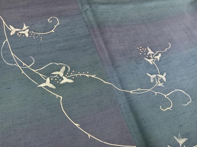 平和屋着物○訪問着 作家物 紬地 手描き ろうけつ染 枝花