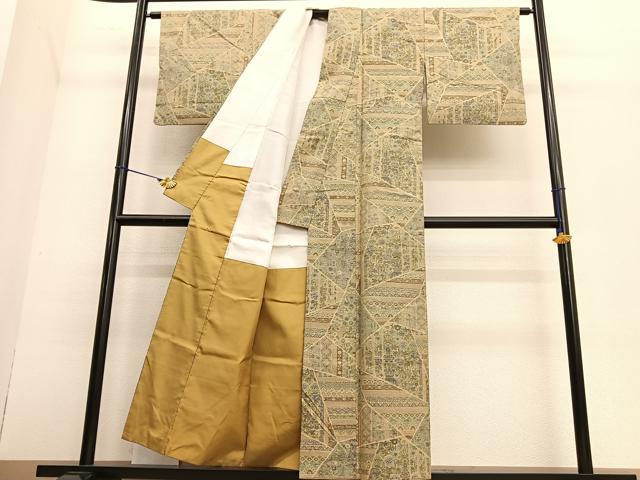 平和屋着物○小千谷紬 切嵌文様 正絹 逸品 BAAT6671hv