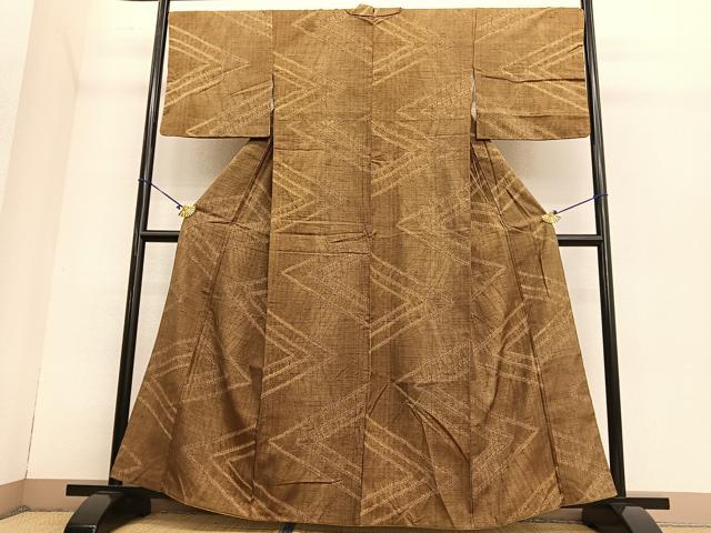 平和屋着物●上質な紬　横段文　正絹　逸品　CAAX4703ut 平和屋着物○上質な紬 横段文 正絹 逸品 CAAX4703ut