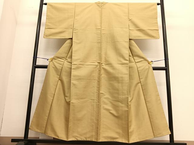 平和屋着物●本加賀友禅作家　鶴見保次　色無地　白山紬地　玉蜀黍色　正絹　逸品　未使用　BAAT6701hv 平和屋着物○本加賀友禅作家 鶴見保次 色無地 白山紬地