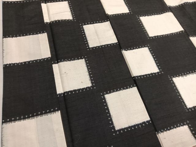 平和屋着物●上質な紬　横段文　正絹　逸品　BAAT6700hv