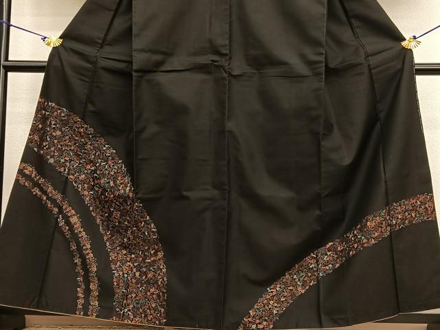 平和屋着物○訪問着 本場大島紬 総刺繍 草花文 金糸 正絹 逸品 BAAT6717hv