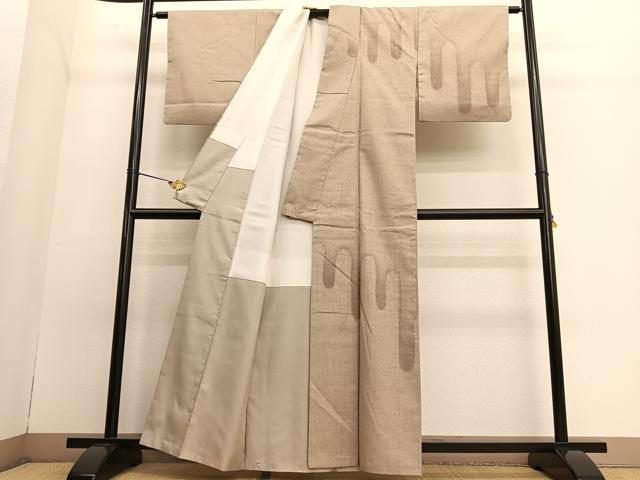 平和屋着物●訪問着　紬地　壺垂れ文様　正絹　逸品　BAAT6750hv 平和屋着物○訪問着 紬地 壺垂れ文様 正絹 逸品 BAAT6750hv