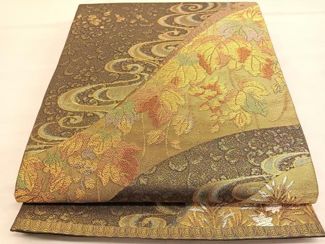 平和屋着物●六通柄袋帯　作家・天野達夫　唐織　窯変天目　金銀糸　正絹　逸品　BAAT6779hv