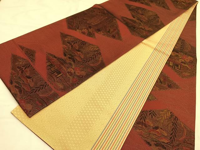 平和屋着物■京の名門・菱屋六右ェ門　全通柄袋帯　幻の織　観阿弥　御所解花蝶文　正絹　逸品　BAAT6787hv 平和屋着物□京の名門・菱屋六右ェ門 全通柄袋帯