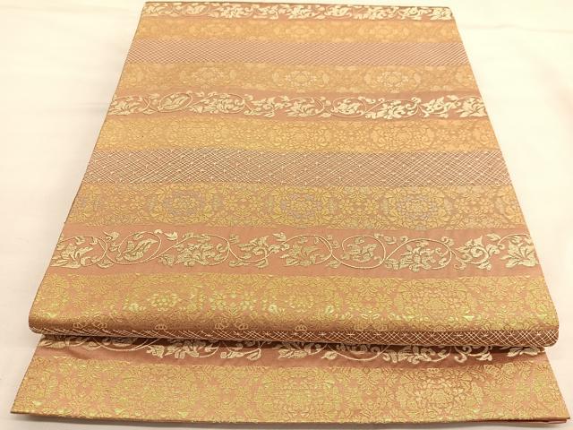 平和屋着物■西陣織　陰山織物謹製　箔屋清兵衛　太鼓柄袋帯　唐織　正倉院間道　金糸　正絹　逸品　BAAT6803hv