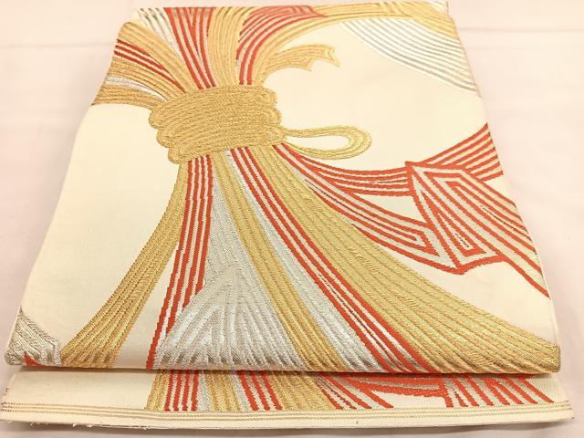平和屋着物■西陣　川島織物　六通柄　本袋帯　唐織　束ね熨斗　金銀糸　正絹　逸品　BAAT6807hv
