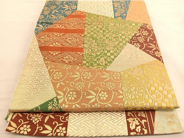 平和屋着物■西陣　川島織物　六通柄　本袋帯　唐織　切嵌花文　金糸　正絹　逸品　BAAT6812hv