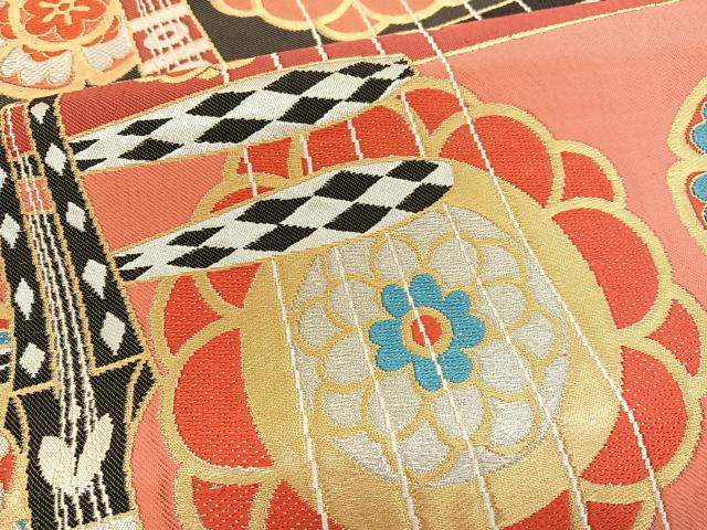平和屋着物□西陣 川島織物 六通柄袋帯 唐織 楽器文 金糸 正絹