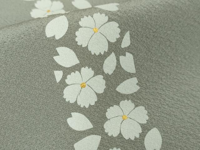 平和屋本店□極上 小紋 単衣 花間道 桔梗鼠色地 金彩