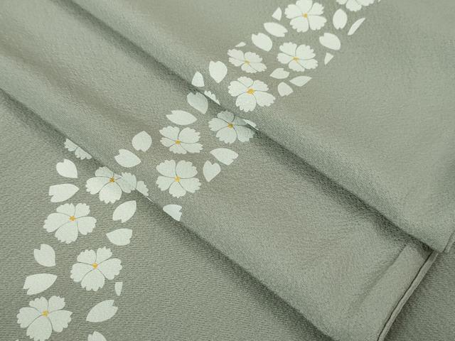 平和屋本店▽極上　小紋　単衣　花間道　桔梗鼠色地　金彩　逸品　DZAA6176kh5_7
